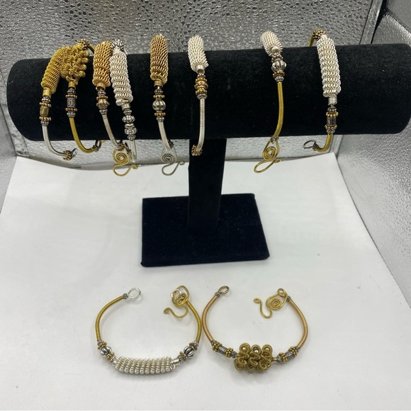 Boho Bracelet artisan handmade of copper and silver coiled on spring 6.5” - Picture 2 of 7